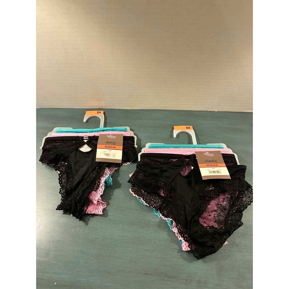 Secret Treasures Womens 6 Thong Cheeky Lace Panties XS 4 Multi Color Lot